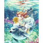 Teemantmaali t&uuml;druk ja delfiin meres tikand kivist ikoon Ristpistes k&auml;sit&ouml;&ouml; Kodukaunistus 20X30CM