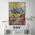 Teemantmaaling T&auml;is&uuml;mmargune Dragonfly Tikand Lill Rhinestone Pilt Hobid ja k&auml;sit&ouml;&ouml; 20X30CM
