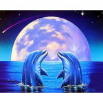 Teemantmaaling delfiinist maastik Ristpistes maastik Vaik Teemanttikandid Loomade n&auml;put&ouml;&ouml; 20X30CM