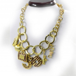 NOA [G8345] - Collier Cr&eacute;ateur 'New York' ambre dor&eacute; kuld