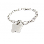 Les Tr&eacute;sors De Lily [J0993] - Bracelet Acier 'Papillon' Argent&eacute; h&otilde;be