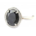 Bague argent 'Sappho' noir argent&eacute; (rhodi&eacute;) - 11x13 mm 50 h&otilde;be