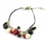 Les Tr&eacute;sors De Lily [N5066] - Bracelet Argent 'Min&eacute;ralia' corail nacre pruun