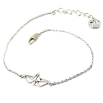 7bis [Q1322] - Bracelet artisanal 'Origami' (bateau) argent&eacute; - 16x7 mm h&otilde;be