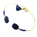 7bis [Q1369] - Bracelet artisanal 'Boho' bleu dor&eacute; - 50 mm 10 mm sinine