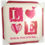 Les Tr&eacute;sors De Lily [M2198] - Toile 'Love' &eacute;cru rouge (40x40 cm) punane