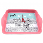 Les Tr&eacute;sors De Lily [N7938] - Petit plateau m&eacute;tal 'Monuments de Paris'  rose turquoise - 21x14. 5 cm Heleroosa
