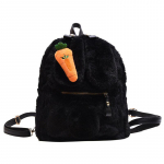 Pehme karusnahast pl&uuml;&uuml;sist seljakott Naiste karvapalli seljakotid koolikott Teismeliste t&uuml;drukute armas j&auml;nese Mochilas kott Small must