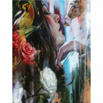 T&auml;is&uuml;mmargune ilu ja roos, 5d isetehtud teemantmaal ristpistes teemanttikandid 20X30CM