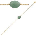 Les Tr&eacute;sors De Lily [R1119] - Bracelet Plaqu&eacute; Or 'Mineralia' vert dor&eacute; (aventurine) - 13x10 mm roheline