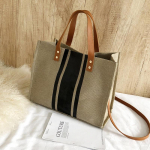 SCIONE naiste kaasaskantav portfell Commuter Stripe Simple Square Canvas Big Bag &otilde;lg 33cm*15cm*27cm must/valge