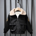 Plush fliisist poisi nahktagi pluss fliisist tihendav laste s&uuml;gis- ja talvejope soe mantel V&auml;lismaises stiilis beebijope 150