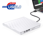 V&auml;line CD-DVD-draiv, USB 3.0 &otilde;huke v&auml;line CD-DVD-&uuml;mberkirjutaja, kirjutaja, kiire andmeedastus USB-optiliste draivide m&auml;ngija MacOS Windowsi jaoks USB3.0 valge