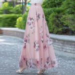 Suvine uus &scaron;ifoonist seelik pikk plusssuuruses seelik Bohemian Floral Big Swing Naiste rannaseelik pikk seelik Naiste A-kujuline seelik L