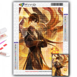 Teemantmaal Genshin Tikand Ristpistes Rhinestone Kodukaunistus Full Round 20X30CM