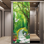 Metsamaastikud 3D uksekleebised Isekleepuvad eemaldatavad linnud maastikutapeet Magamistoa k&ouml;&ouml;gikaunistus Kunst seinamaaling plakat 77x200cm