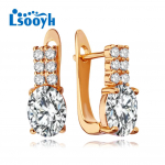 LSOOYH Clip K&otilde;rvar&otilde;ngad Roosa kullav&auml;rvi Moodne k&otilde;rvar&otilde;ngas Naistele Geomeetria Cubic Zirconia Stud K&otilde;rvar&otilde;ngad Ehted A