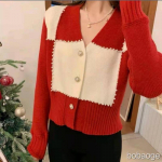 Disain Seksikas v&auml;ike v&auml;rviline raske nukukraega kampsun kardigan naistele talvine &scaron;ikk temperament l&uuml;hikeste pikkade varrukatega s&auml;rkkardigan One Size must