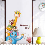 Uus elevantl&otilde;vi ahv kaelkirjak multikas seinakleebised lastetoale loomad naljakad lapsed vin&uuml;&uuml;lkleebis