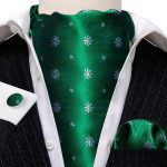 J&otilde;ulukravati lips meestele Satiinist lumehelbemustriga Ascot lips Tasku kandiline mansetin&ouml;&ouml;pide komplekt j&otilde;ulukink AS-0096 roheline