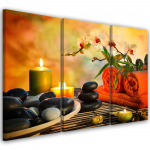 Kolmeosalise pildiga l&otilde;uenditr&uuml;kk Stones Zen Flower 60x40 oranž