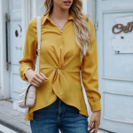 Kevadised avarad pikkade varrukatega naiste pluusid, mood vabaaja topid, lahtik&auml;ivad kraega s&auml;rgid, naiste ebaregulaarsed kontoris pullover pluus 25712 S orion i v&auml;rv