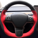 Auto Rooli Kate Rooli M&auml;his Suede Nahk Originaal Rooli Punutis Tesla Model 3 2015-2021 Model Y jaoks Style 6
