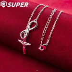 925 Sterling Risti ripatsiga kaelakee ehted 45cm
