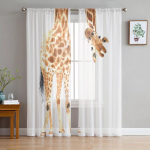 Naljakad kaelkirjak loom valged l&auml;bipaistvad kardinad elutuppa &Scaron;ifoon Voile kardin Magamistoa T&uuml;llkardinad Aknakatted 1 PCS W250XH250cm