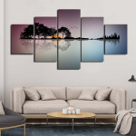 5 t&uuml;kki Moodne maastikul&otilde;uend P&auml;ikeseloojangu kitarripuu j&auml;rve plakatid ja v&auml;ljatr&uuml;kid elutoa sisekujunduseks ilma raamita 20x35cm*2 20x45cm*2 20x55cm*1