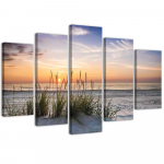 Viieosaline pildil&otilde;uenditr&uuml;kk Sea beach Dunes 100x70 sinine