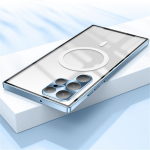 Magsafe'i magnetilise juhtmevaba laadimis&uuml;mbrise jaoks Samsung Galaxy S24 S23 S22 Ultra S21 Plus S21 S20 FE Note 20 alumiiniumist metallist objektiiviga &uuml;li&otilde;huke kate For Galaxy S21 sinine