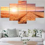 5 t&uuml;kki seinakunst l&otilde;uendimaal p&auml;ikeseloojang riisip&otilde;llu koristus maastikuposter kodu kaunistus pildid elutuba moodulraamistik 40X60 40X80 40X100cm beige