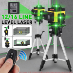 12/16 rida 4D lasertaseme roheline tuli digitaalne isetasanduv 360&deg; p&ouml;&ouml;rdm&otilde;&otilde;tur 6000mah akuga 12Lines