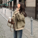 Naiste talvine lambaliha karusnahast integreeritud splaissimisega paksendatud mootorratta jope Puuvillase polsterdatud jope XL roheline