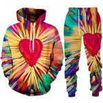 Sweet Love Heart 3D Prindiga meeste/naiste dressikomplektid vabaaja kapuutsi ja p&uuml;kstega 2 tk. Komplektid Oversize Pullover Trend Couple 3XL