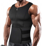 Meeste saun, t&otilde;mblukuga vest Neopreenist korsett, talje treenija vest Body Shaper treeningu p&uuml;ksid kompressioons&auml;rk XXXL must