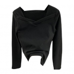 Naiste topp ruudukujulise kraega pikkade varrukatega pullover Slim Fit hoiab soojas pol&uuml;estrist talve kandilise kaelusega naiste topp L kohv