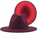 Unisex v&auml;limine veinipunane sisemine punane villane vildist Jazz Fedora m&uuml;tsid &otilde;hukese v&ouml;&ouml;pandlaga Meeste naiste laia &auml;&auml;rega Panama Trilby Cap 56-60cm 56-58CM
