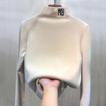 Naiste kampsunid Naiste kampsunid pikkade varrukatega poolkaelusega Basic Style džemprid Villased kootud topid Ka&scaron;miirkampsunid M beež