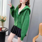 Kampsun kapuutsiga ainulaadne pehme kleepuv kampsun naiste kevad- ja s&uuml;gismantel, &otilde;rn avar mitmek&uuml;lgne villane naiste kardigan One Size roheline