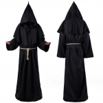 Mungar&uuml;&uuml; Keskaegne vend Munk Preester Kapuutsiga kuub Halloweeni tuunika Kapuutsiga vormiriietus mungakost&uuml;&uuml;m Cosplay kost&uuml;&uuml;m XL must