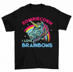 Zombiecorn I Love Brainbows Zombie Unicorn Halloweeni Unisex T-s&auml;rk S