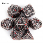 7 tk h&otilde;bepunased topeltm&otilde;&otilde;gad metallist t&auml;ringud, mitmetahuline t&auml;ringukomplekt, mis sobib rollim&auml;nguks RPG lauam&auml;nguks mitmev&auml;rviline