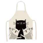 Armas Must Kass Prinditud K&ouml;&ouml;k Toiduvalmistamine K&uuml;psetamine Bavaglino p&otilde;ll 55*68cm Linavaba puuvillane puuvill Naisele Mehele KoduDelandalCocina 47x38cm