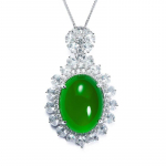 BELLA BOX Naturaalne j&auml;&auml; l&auml;bi j&auml;&auml; t&uuml;&uuml;pi ahhaat Kaltsedoon tuvimuna ovaal t&auml;is teemant temperament ripats kaelakee ehted Necklace+Pendant roheline