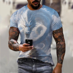 Meeste T-s&auml;rk Moodne Hiina draakon 3D tr&uuml;kitud T-s&auml;rk Loomamustriga L&uuml;hikeste varrukatega t&auml;navar&otilde;ivad Suvised vabaaja Meeste top T-s&auml;rgid 4XL