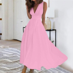 Naiste pikk kleit Maxi kleit vabaaja kleit Swing Kleit Lilleline kleit Lilleline mood T&auml;navar&otilde;ivad &otilde;ues Igap&auml;evane kuup&auml;evaprint Varrukateta V-kaelusega kleit L beež