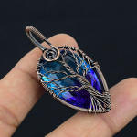 Natural Bi Color Tourmaline Gemstone Copper Wire Wrap Jewely Pendant 2.2 z2v60