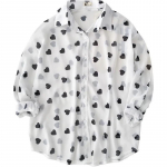 L&otilde;dvalt langev &scaron;ifoonist p&auml;ikesekaitse s&auml;rk, v&auml;ike, pikkade varrukatega, kliimaseadme kampsun, naiste suveriided, &otilde;huke, tr&uuml;kiga, armastus, naiste pluusid, polokraega s&auml;rk XL valge